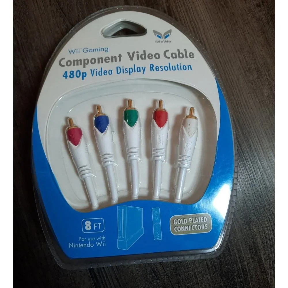 Wii Component Video Cable 480p Display Resolution Gold Plated Connectors
